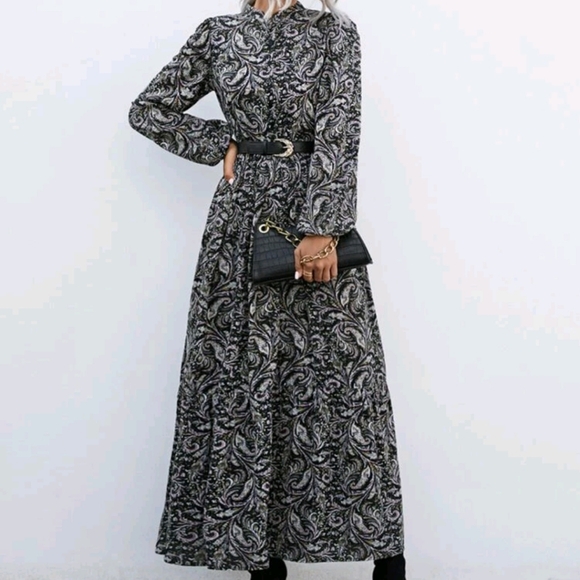 Holidaya Allover Print Button Front Dress Without Belt - Picture 3 of 4